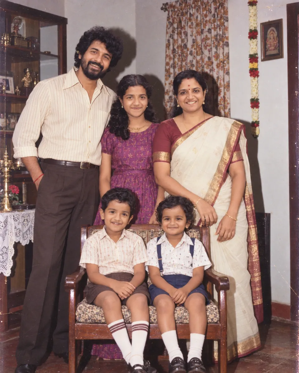 1980s Family Celebration Portrait