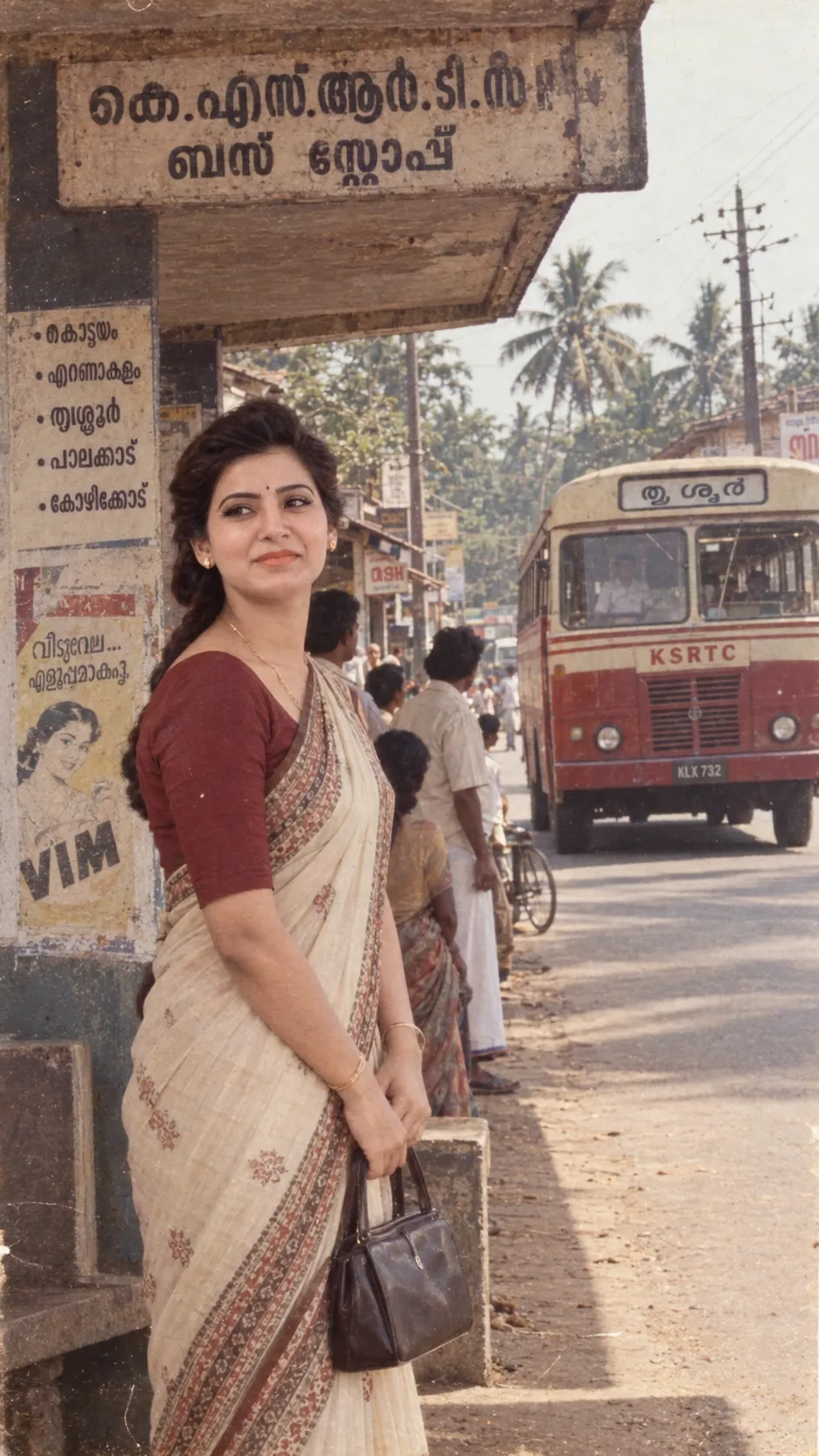 1980s Kerala Bus Stop Scene