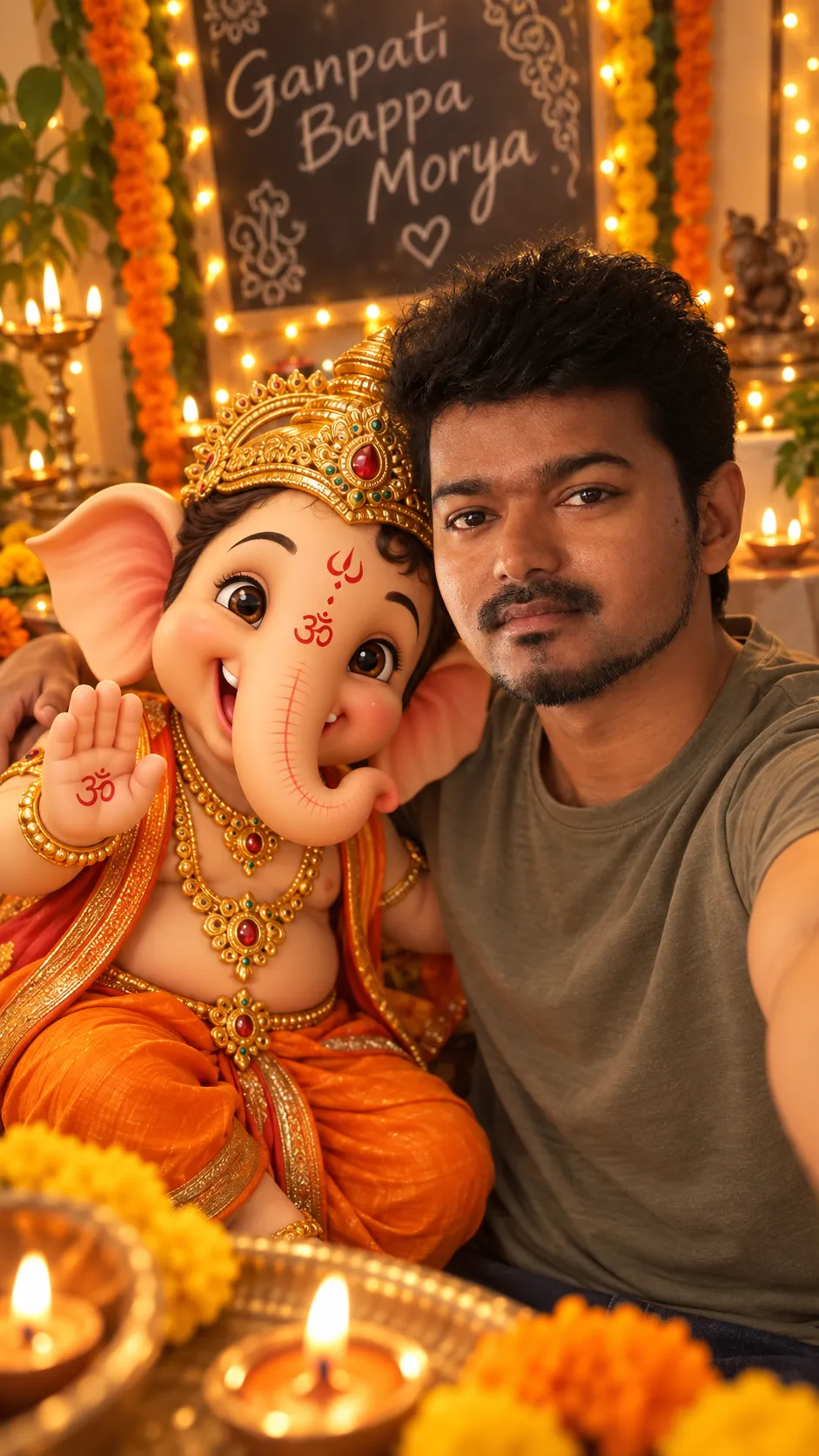 Joyful Selfie With Baby Ganesha