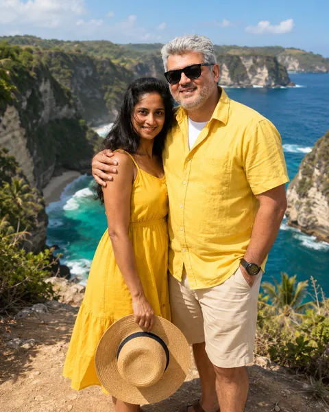 Bali Cliff, Travel Couple, Matching Yellow
