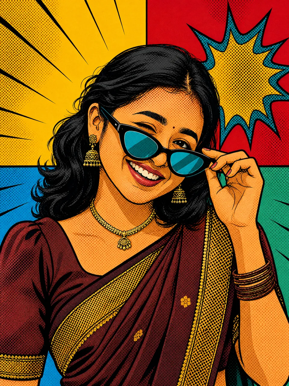 Pop Art Portrait in Four Quadrants
