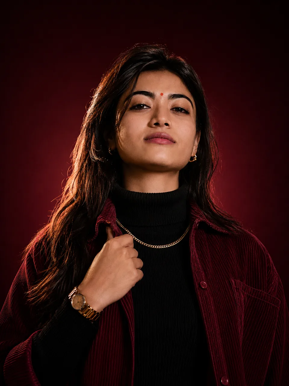 Burgundy Elegance Portrait