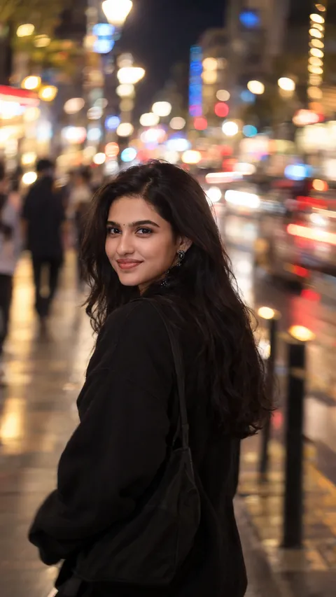 Candid Nighttime Urban Stroll