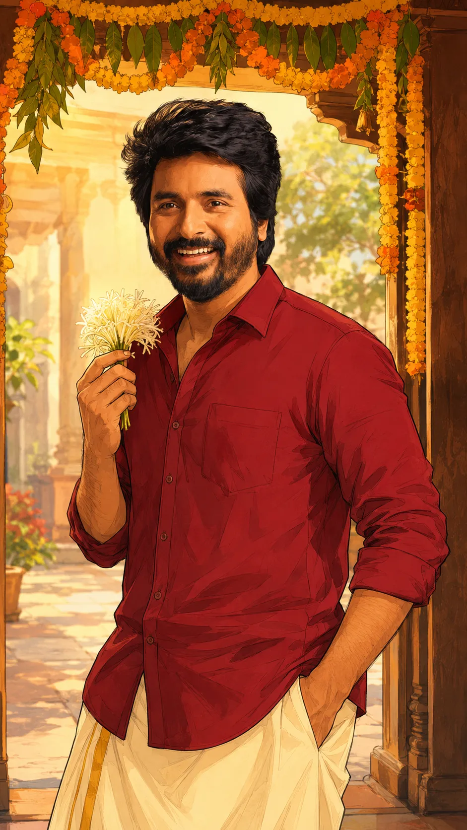Cel Animation Portrait Under Thoranam