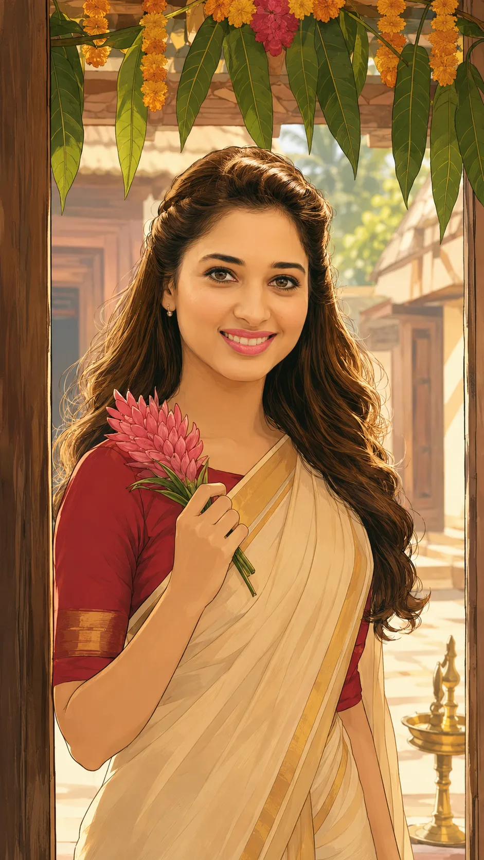 Cel Animation Portrait Under Thoranam