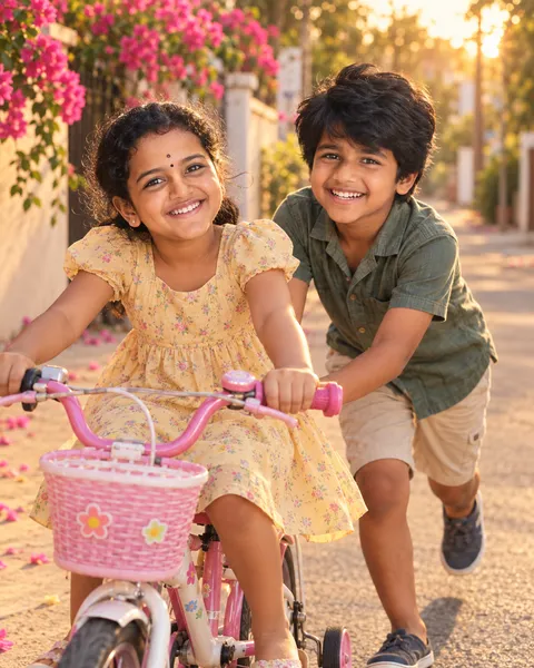 Childhood Friends in Golden Light