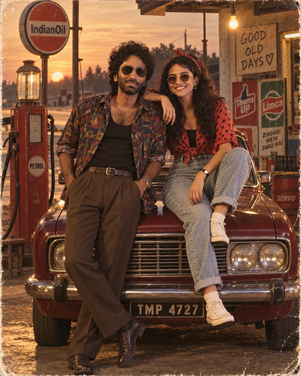 Cinematic 1980s Indian Couple