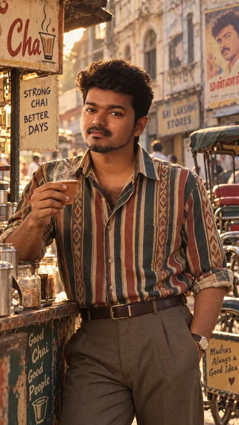 Cinematic Retro Chai Stall Portrait