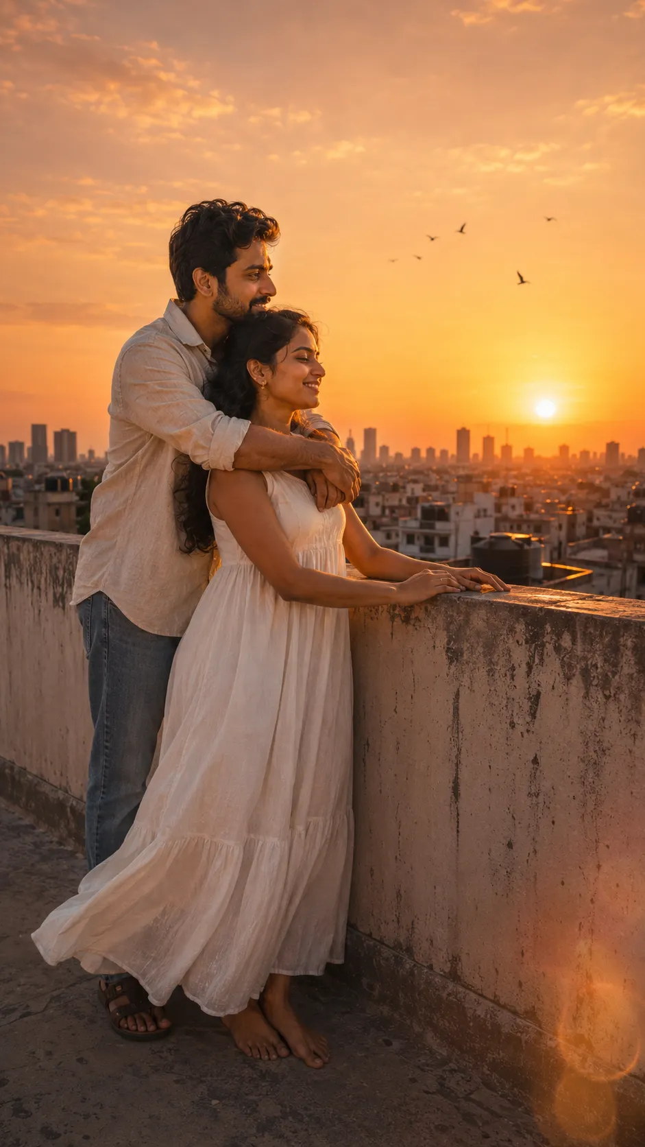 Cinematic Rooftop Couple Portrait