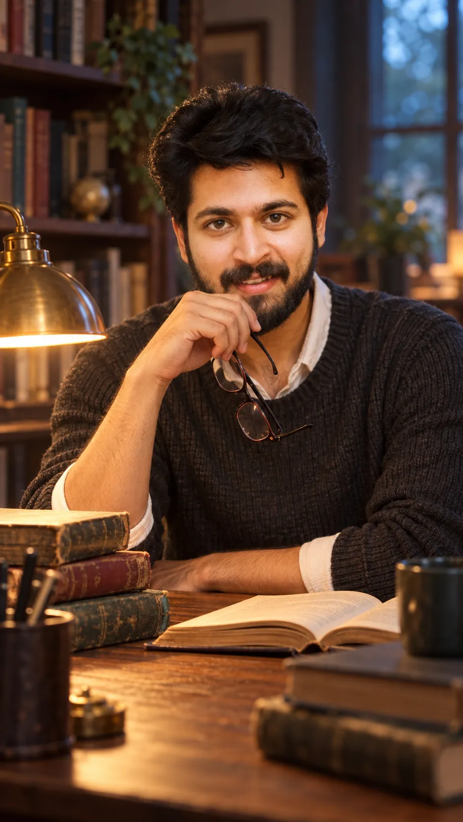 Contemplative Scholar Portrait