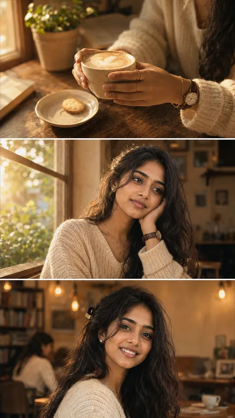 Cozy Café Portrait Collage