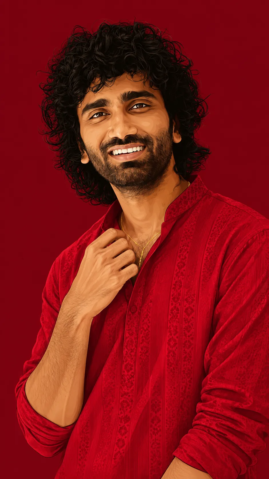 Crimson Kurta Portrait