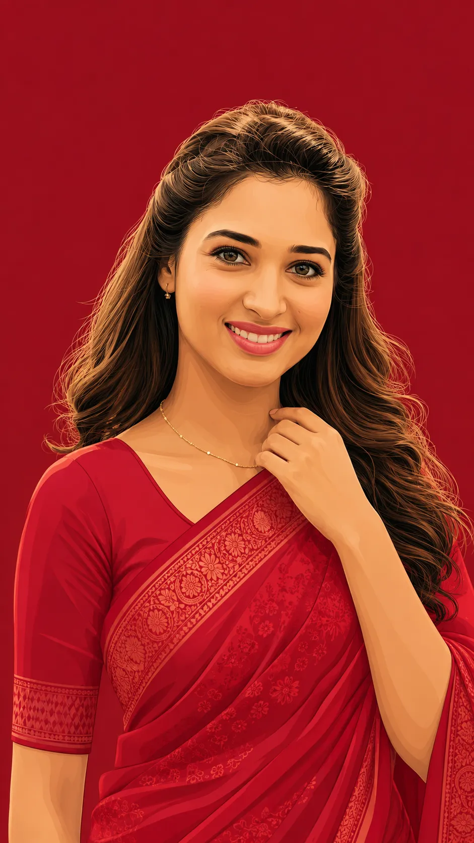 Crimson Saree Elegance