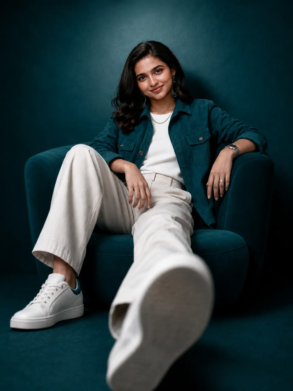 Deep Teal Studio Portrait