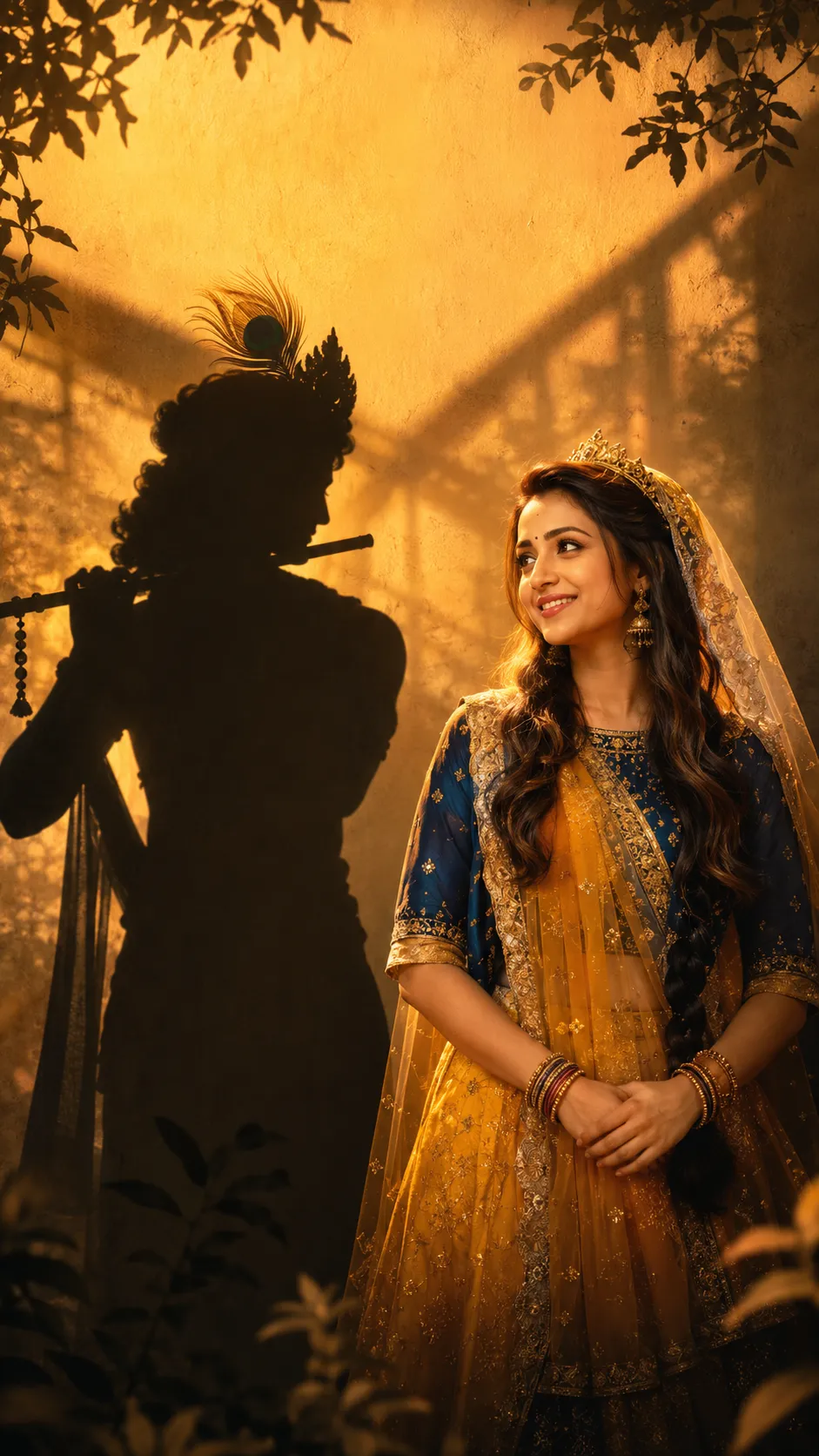 Divine Encounter in Amber Light