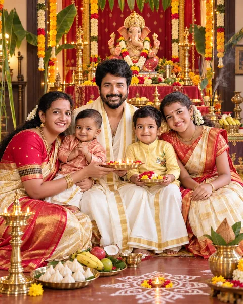 Festive Family Portrait at Ganesh Chaturthi
