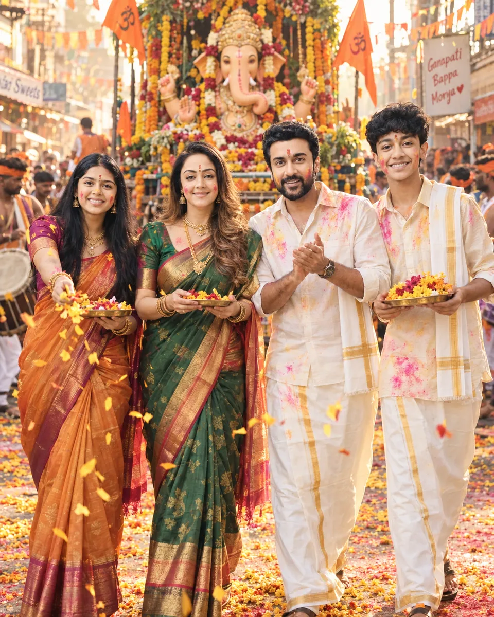 Festive Family Procession Portrait
