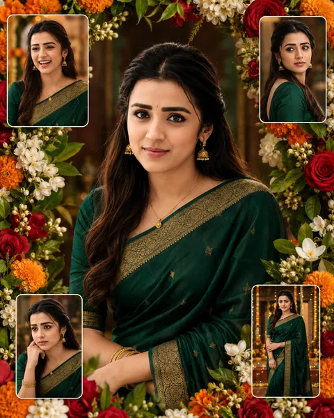 Hero Portrait, Floral Border + Insets (Woman)