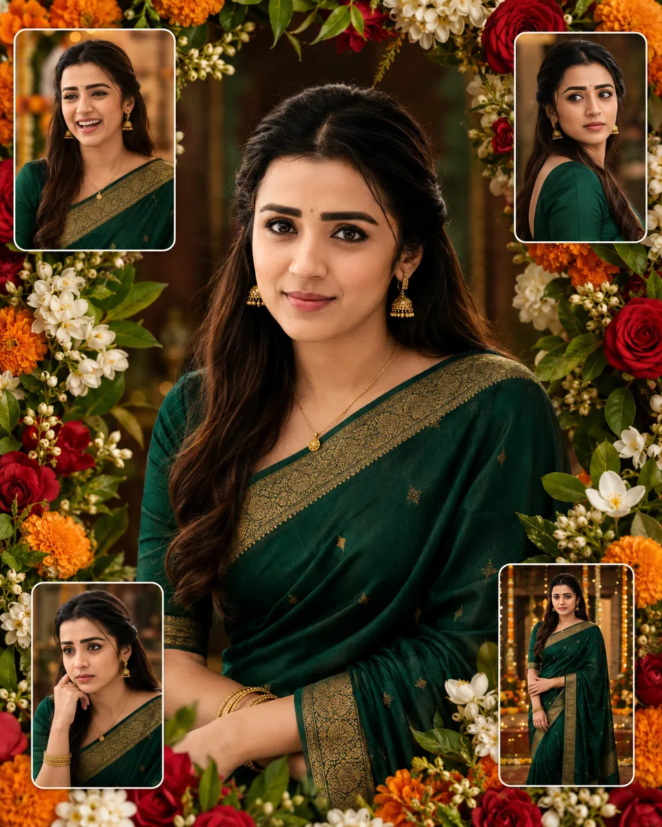 Hero Portrait, Floral Border + Insets (Woman)