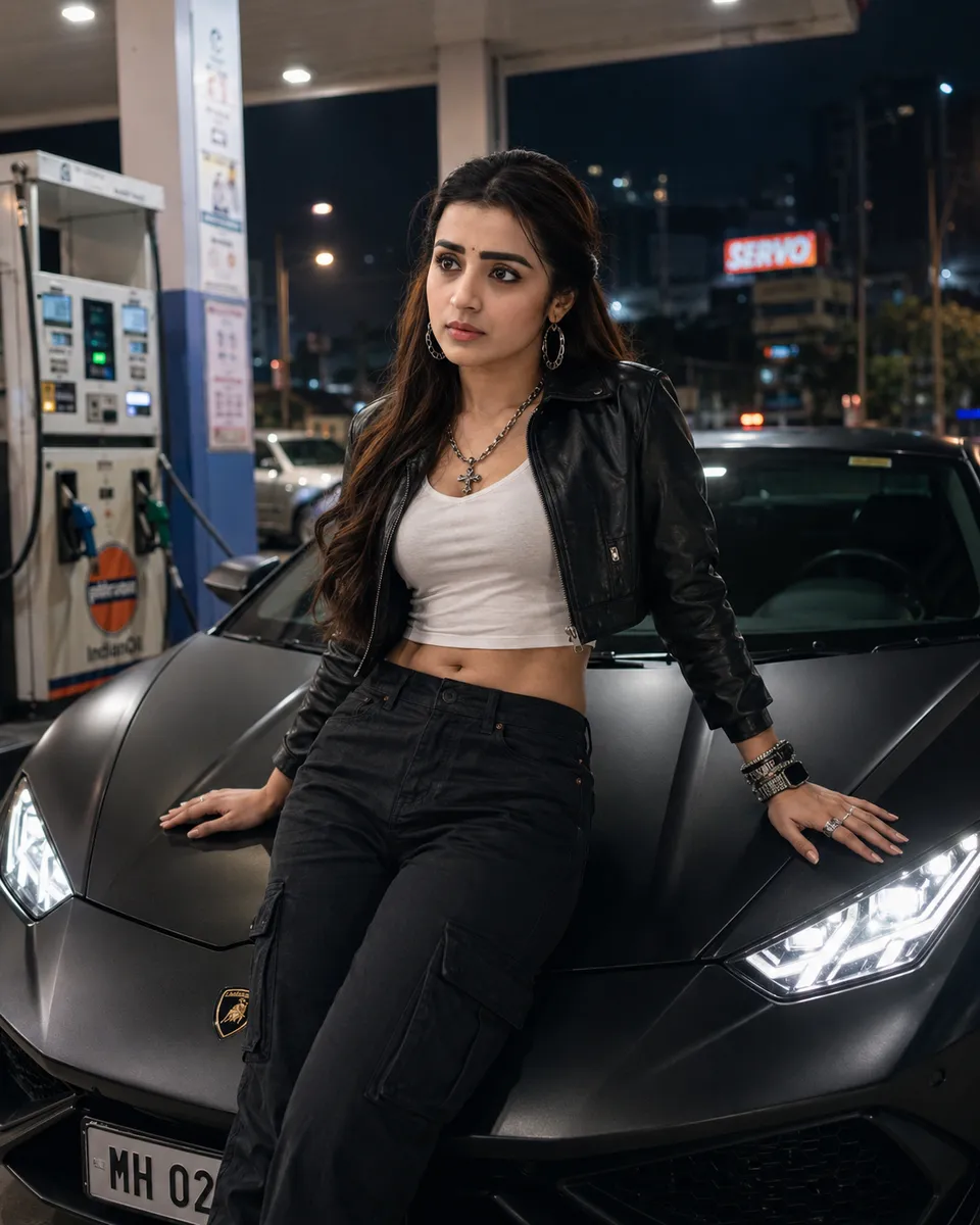 Matte-Black Sports Car, 11 p.m. Petrol Station