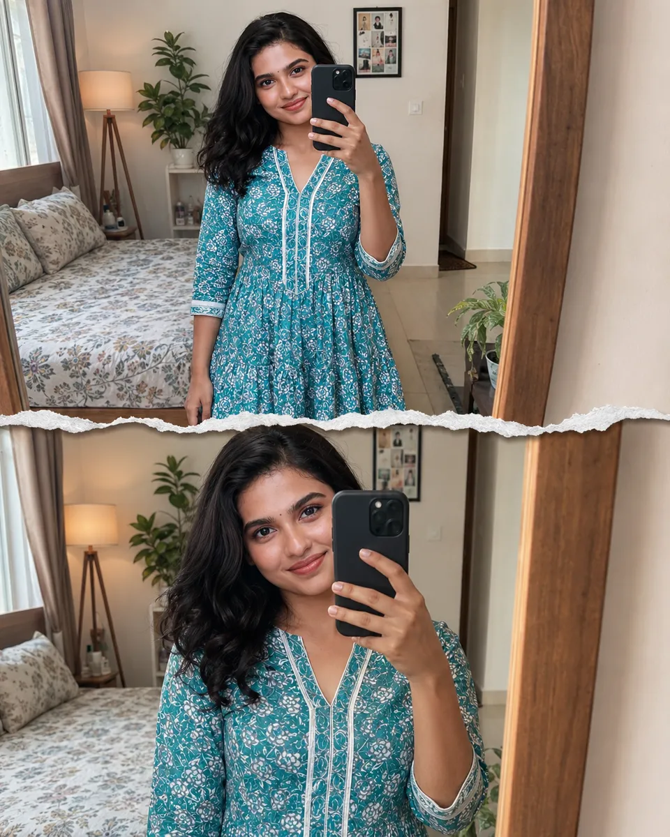 Mirror-Selfie Torn Diptych (Woman)