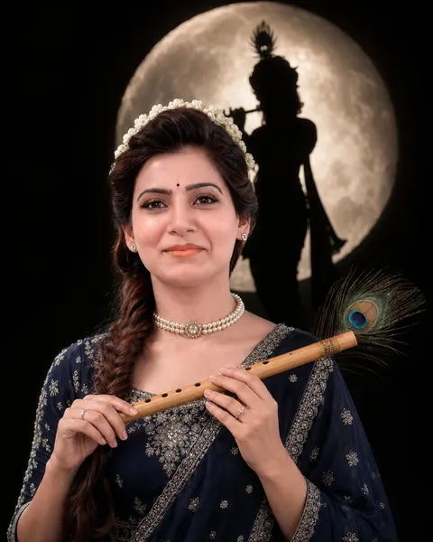 Devotional Portrait with Moonlit Serenity