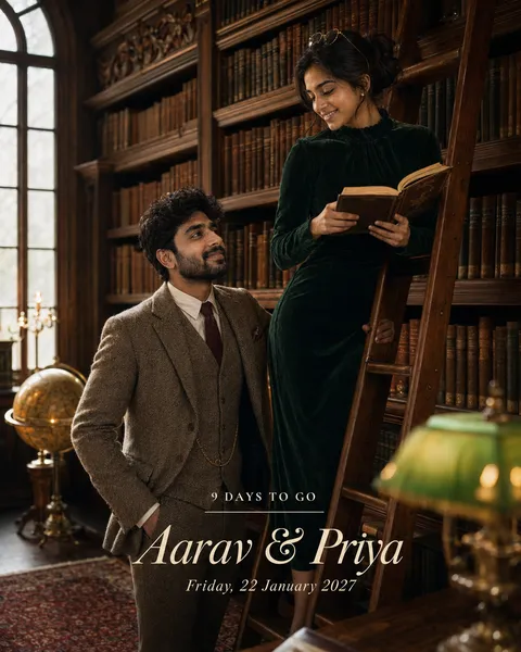 Old Library Romance — Bookshelves & Lamplight