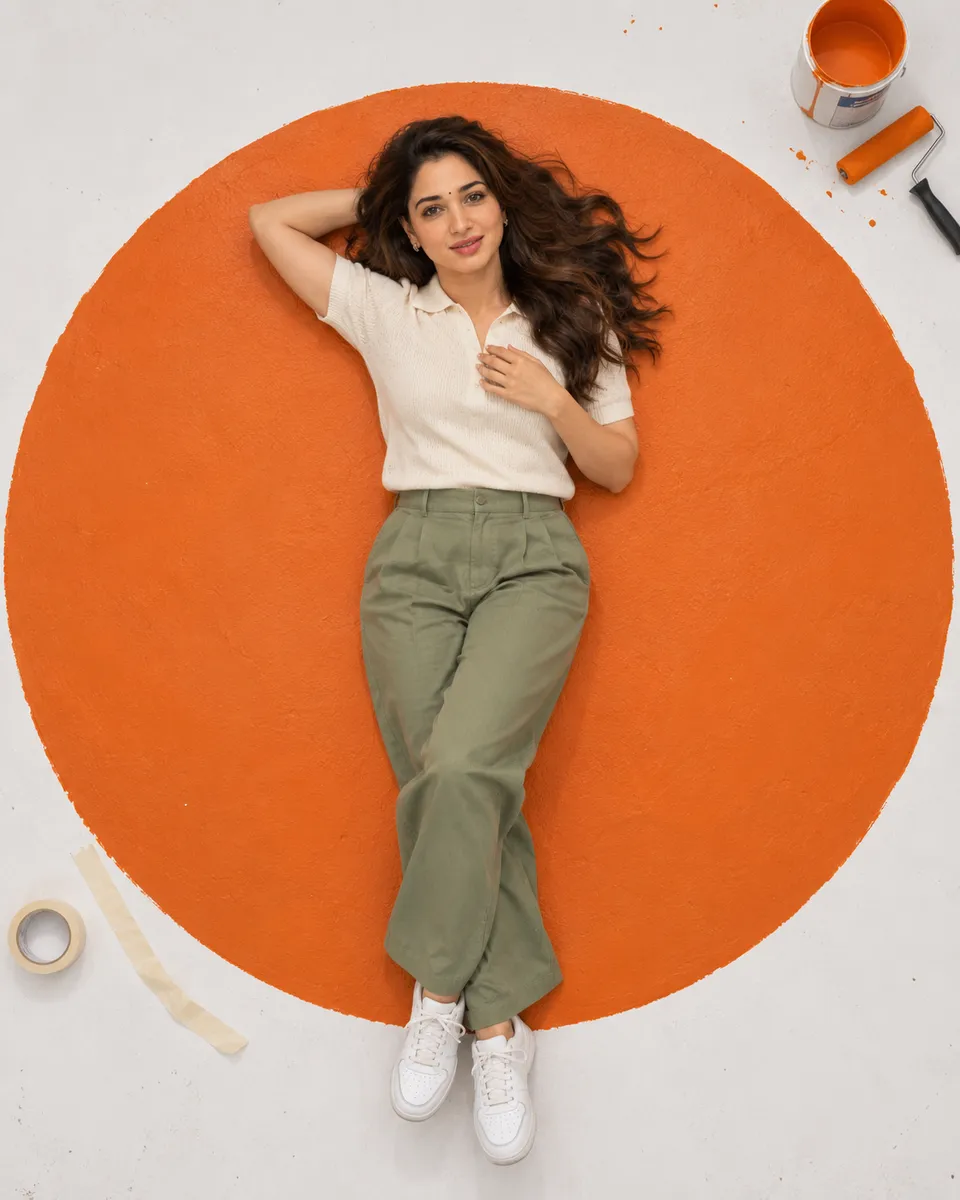 Overhead Portrait in Orange Circle