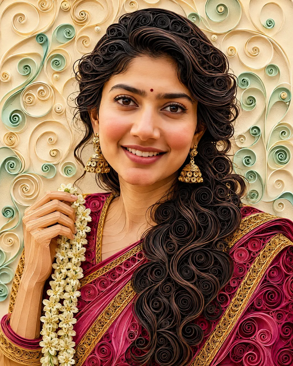Quilled Portrait in Magenta