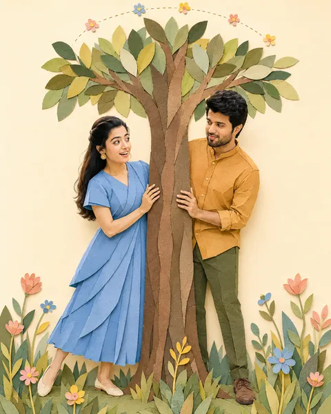 Cut-Paper Collage Couple