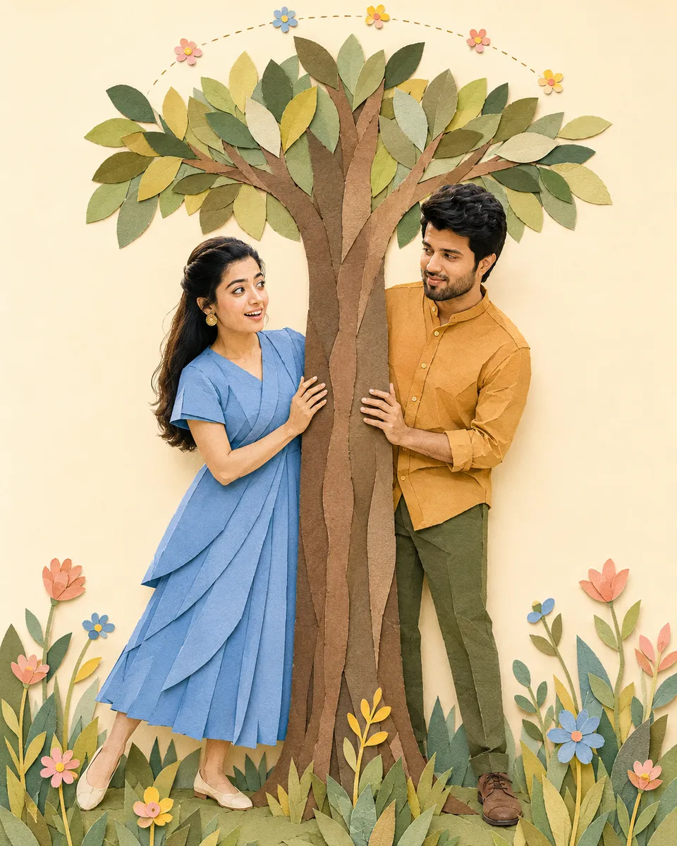 Cut-Paper Collage Couple
