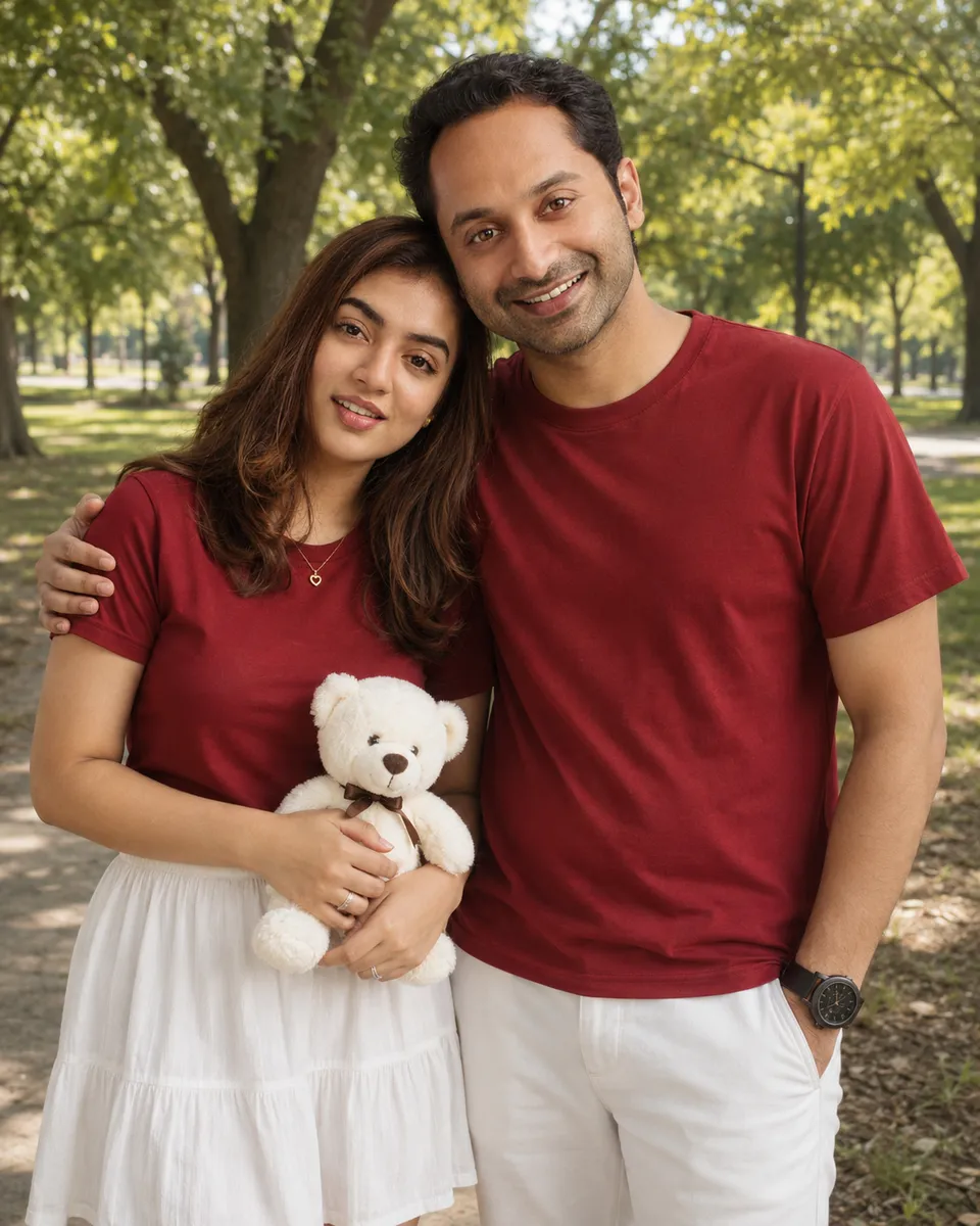 Park Couple, Matching Red, the Teddy