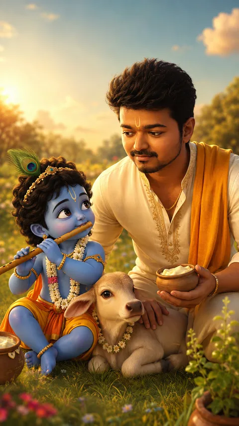 Pixar-Style Krishna and Guardian