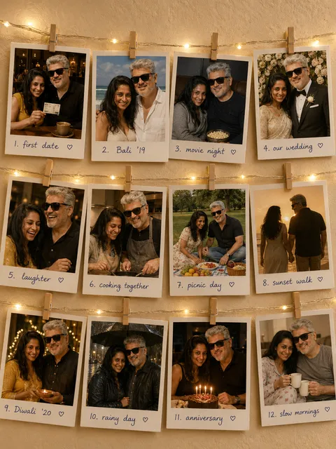 Polaroid Wall, Twelve Moments on a String
