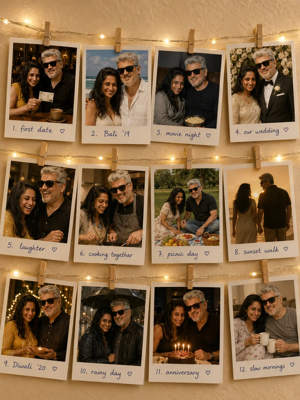 Polaroid Wall, Twelve Moments on a String