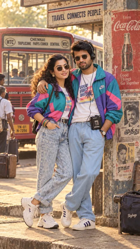 Nostalgic 1980s Couple Portrait