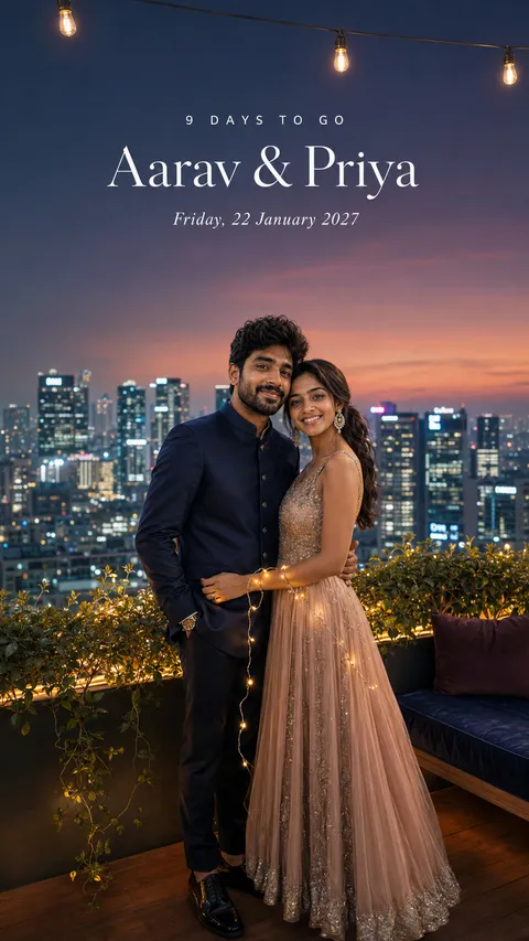 Rooftop City Twilight — Skyline & Fairy Lights