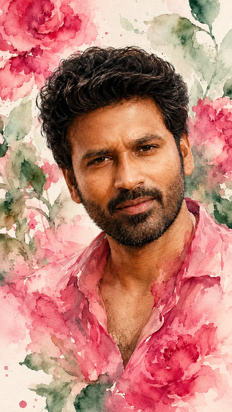 Rose Bloom Watercolor Portrait