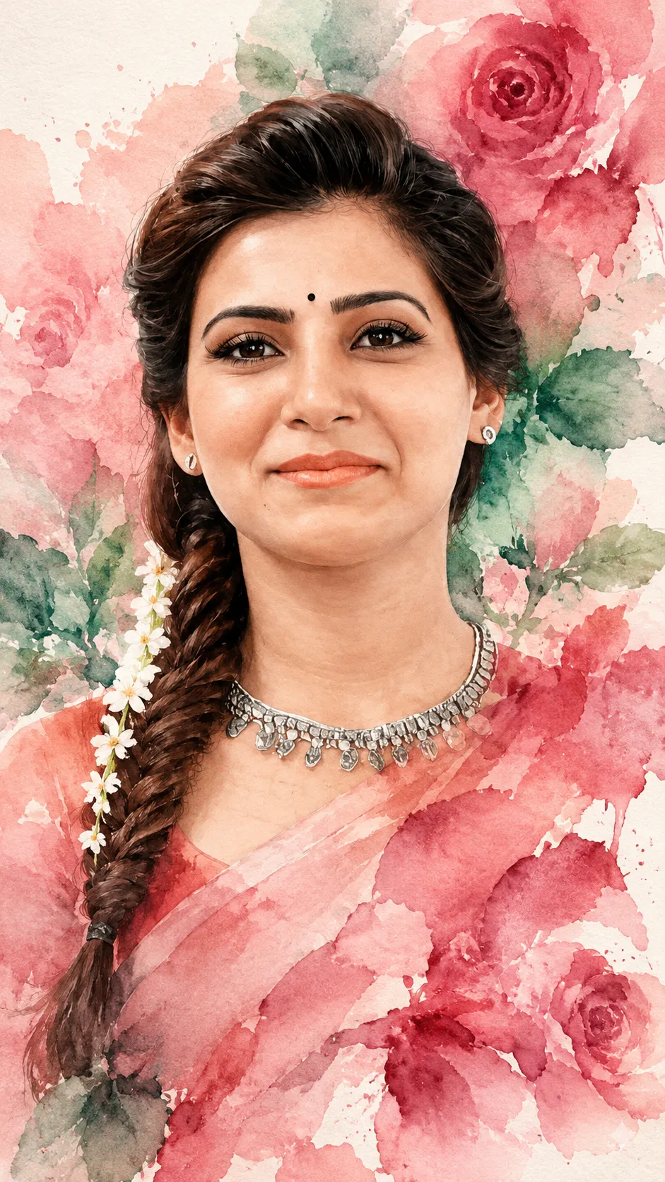 Rose Bloom Watercolor Portrait
