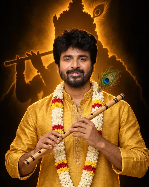 Devotional Portrait with Flute Player