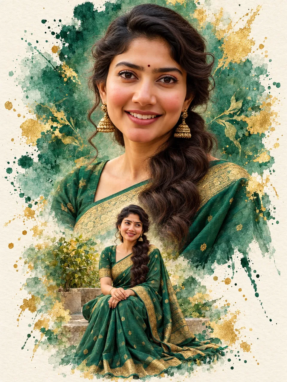 Emerald Watercolour Portrait