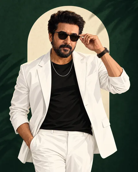 Posterized White Suit Portrait
