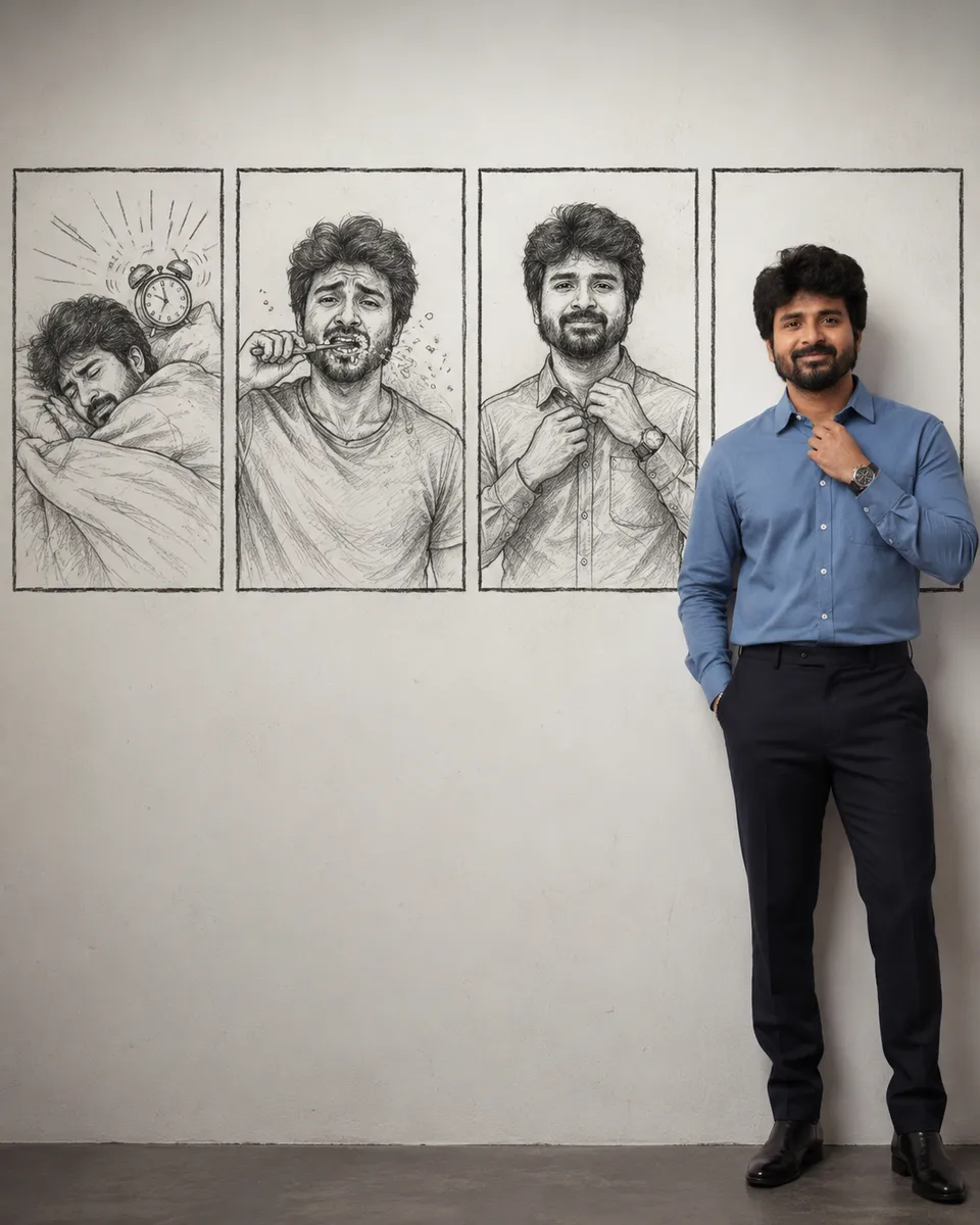 Charcoal Comic Morning Routine