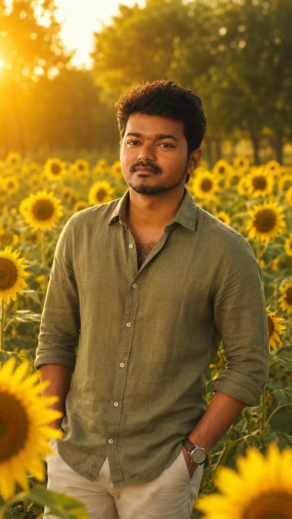 Golden Hour Sunflower Portrait
