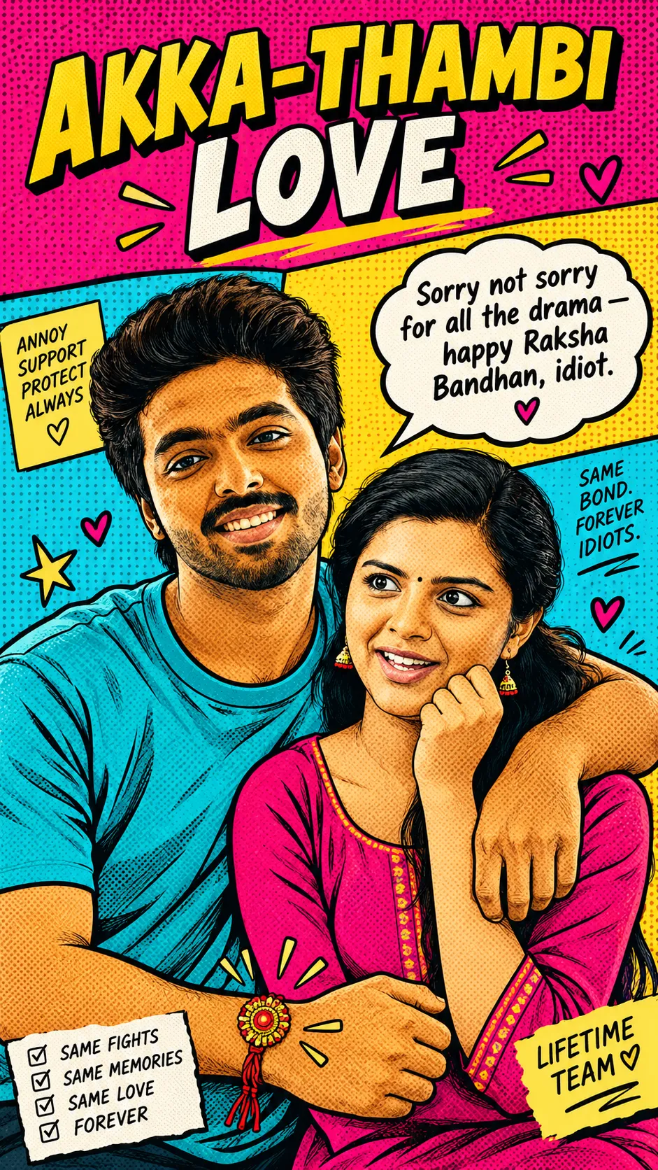 Akka-Thambi Love Comic Illustration